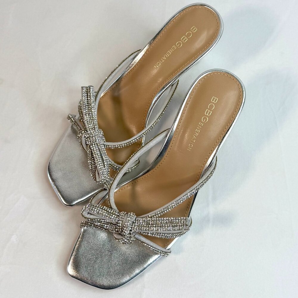 BCBGENERATION Selma Slide Sandals Women's Sze 8 Silver